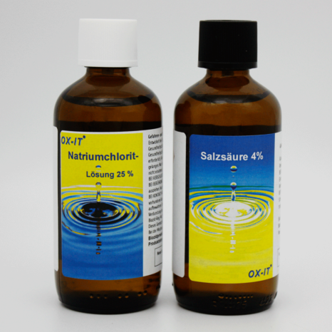 Natriumchlorit 25 % + Salzsäure 4 % 100 ml Glasflaschen