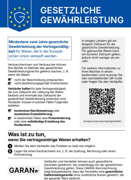 Gesetzliches Gewährleistungs Label